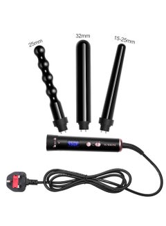 صن هوم Curling Wand Set, 3 in 1 Hair Curler with 3 Interchangeable Curling Wand Ceramic Barrel(15-32mm), with LED Temperature Adjustment and Heat Up, Hair Curler Include Heat Resistant Glove Black-1  - Image 2