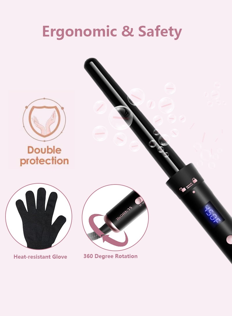 Curling Wand Set, 3 in 1 Hair Curler with 3 Interchangeable Curling Wand Ceramic Barrel(15-32mm), with LED Temperature Adjustment and Heat Up, Hair Curler Include Heat Resistant Glove Black-1 - pnsku/N70122714V/45/_/1729658802/7b28bad9-5856-4974-92bf-46dc6413f3ab