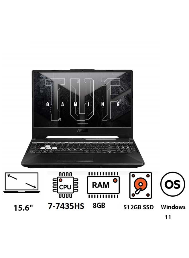 أسوس ASUS TUF GAMING A15 Laptop (FA506NCR-HN007W) With 15.6 Inch/Ryzen 7-7435HS/ 8GB RAM/ 512GB SSD/ Geforce RTX 3050/ WIN11/ English/Arabic Black  - Image 1