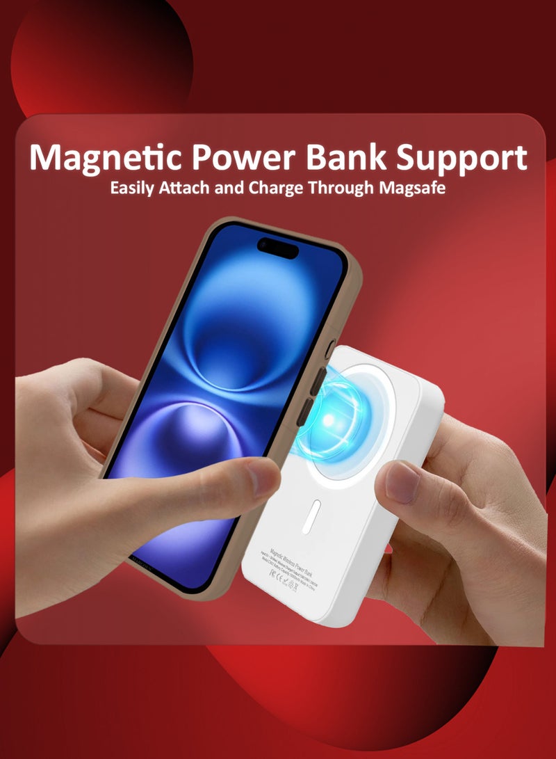 MARGOUN ( for iPhone 16 Pro Max ) Case, Carbon Fiber Texture, Metal Bracket, Magsafe Kickstand Case Cover Beige - Image 3