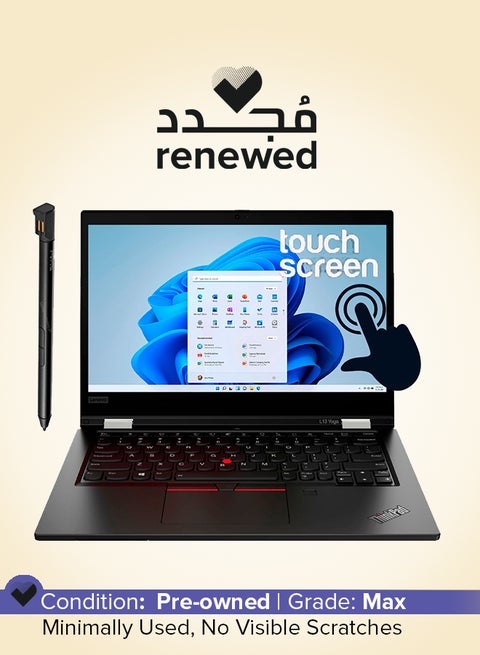 Renewed - ThinkPad L13 Yoga Laptop With 14-Inch Touchscreen Display,Intel Core i5-10210U/10th Gen/8GB DDR4/256GB SSD/Intel HD Graphics/Windows 11 English Black