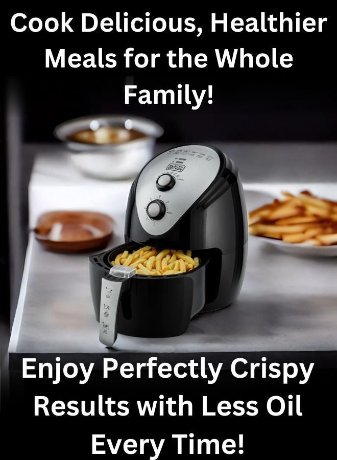بلاك اند ديكر Black+Decker 3.5L Air Fryer with Manual Control & 1500W Power + 1.5L Blender with 600W Motor & 2 Grinder Mills - Efficient Cooking & Blending Combo 5 L 1500 W AF150-B5+BGG600-B9 Black - Image 4