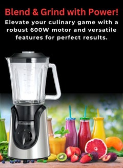 بلاك اند ديكر Black+Decker 3.5L Air Fryer with Manual Control & 1500W Power + 1.5L Blender with 600W Motor & 2 Grinder Mills - Efficient Cooking & Blending Combo 5 L 1500 W AF150-B5+BGG600-B9 Black  - Image 5
