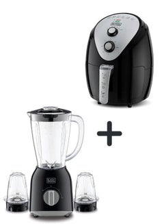 بلاك اند ديكر 3.5L Air Fryer with Manual Control & 1500W Power + 1.5L Blender with 400W Motor & 2 Grinder Mills - Efficient Cooking & Blending Combo 5 L 1500 W AF150-B5+BX365-B5 Black  - Image 1