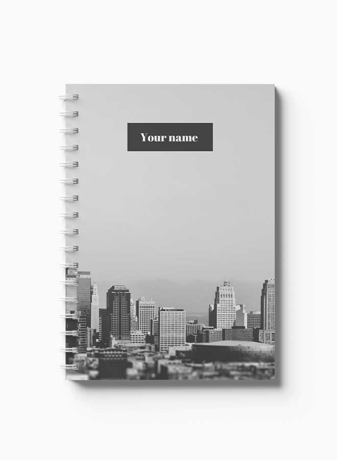 Customizable 60 Sheet Spiral Notebook Personalized with Your Name on City View Hard Paper Cover Grey - pnsku/N70123193V/45/_/1729672075/2b2da58d-763f-4cf2-8577-85c63333e1a3