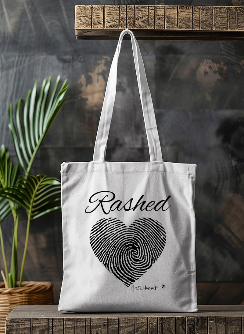LOWHA - Customizable Polyester Tote Bag with Shoulder Straps Personalized with Your Name and Heart Design White - Image 1