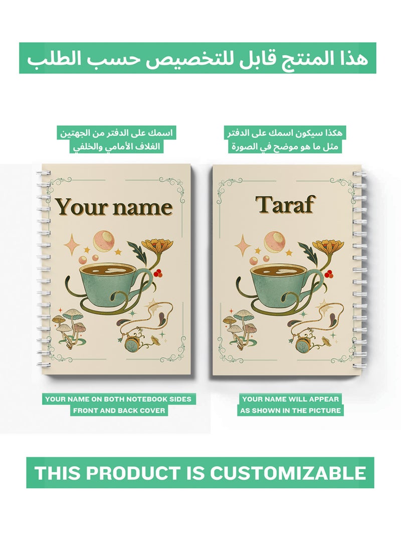 LOWHA Customizable 60 Sheet Spiral Notebook Personalized with Your Name on Coffee Hard Paper Cover Multicolour  - Image 2
