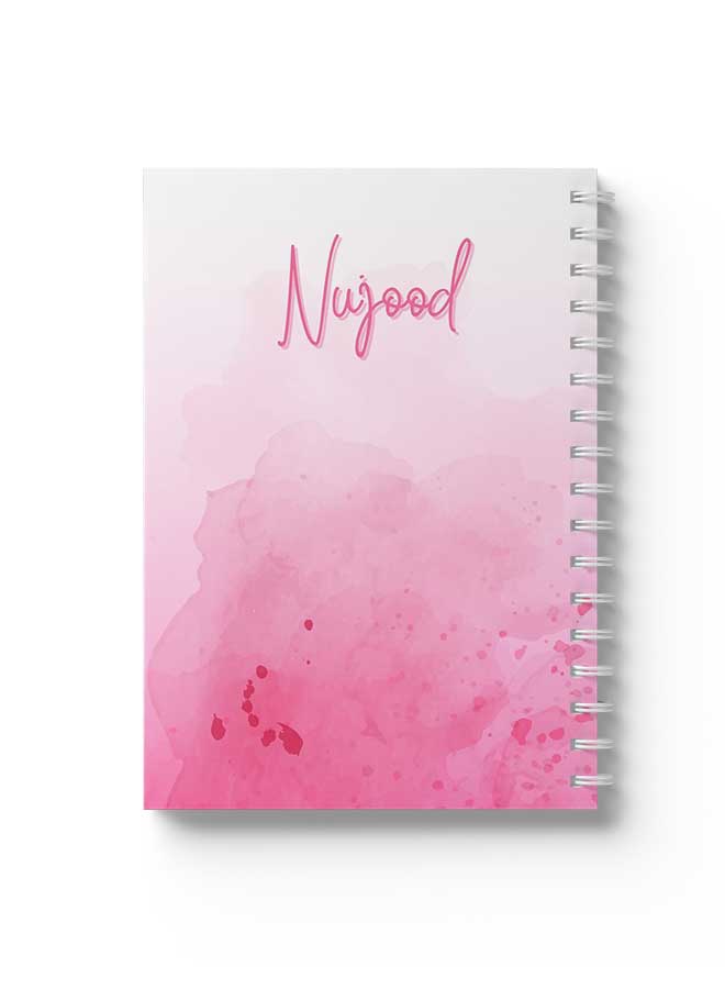 لوحة دفتر سلك ٦٠ ورقة باسم قابل للتخصيص على غلاف من الورق المقوى بتصميم وردي وردي - Image 4