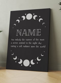 LOWHA Customizable Canvas Wall Art Stretched Over Wooden Frame Personalized with Your name and You Embody Moon Essence Quote Black/White 30x40cm  - Image 3