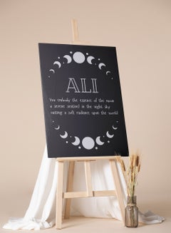LOWHA Customizable Canvas Wall Art Stretched Over Wooden Frame Personalized with Your name and You Embody Moon Essence Quote Black/White 30x40cm  - Image 4