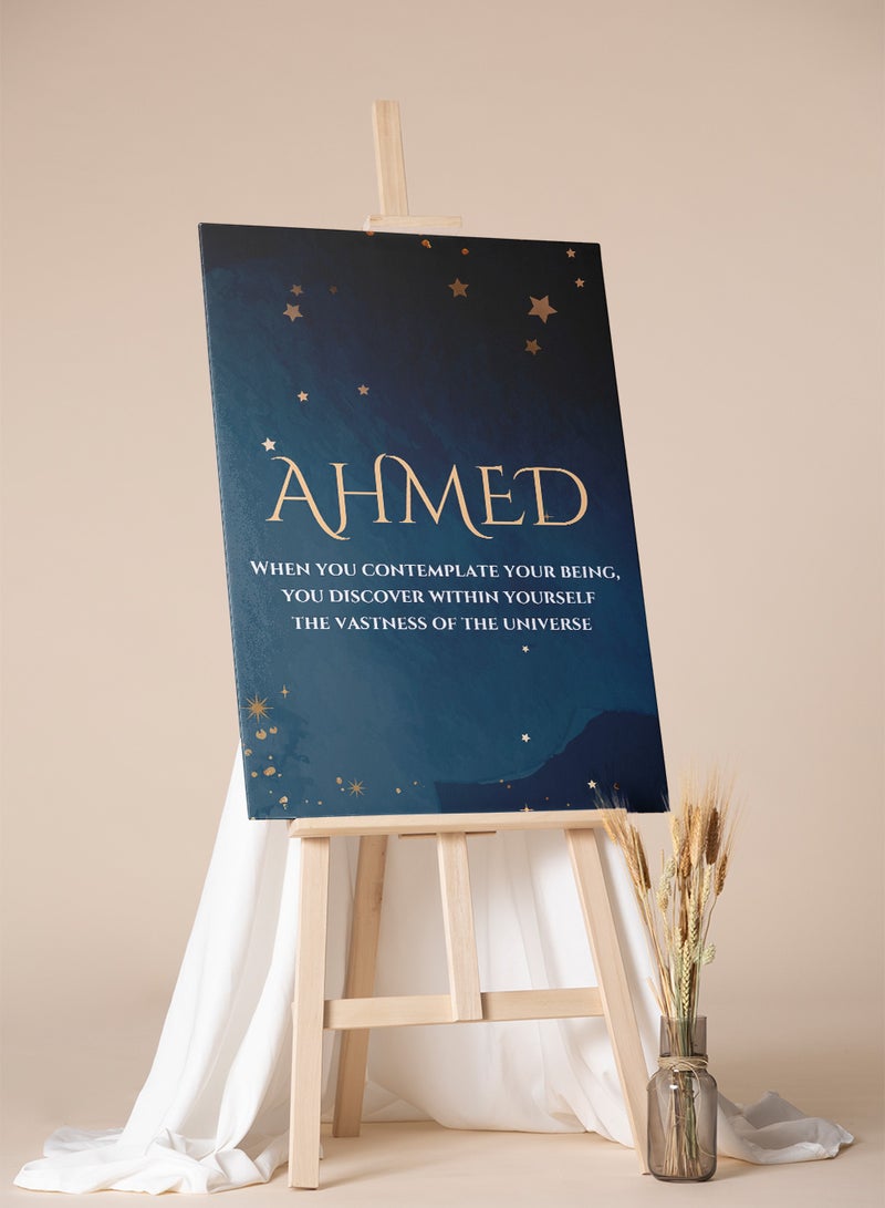 LOWHA Customizable Canvas Wall Art Stretched Over Wooden Frame Personalized with Your name and Discover Universe Vastness Quote Multicolour 30x40cm  - Image 4