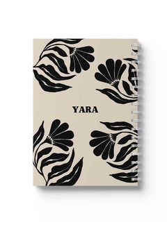 LOWHA Customizable 60 Sheet Spiral Notebook Personalized with Your Name on Black Flowers Hard Paper Cover Black  - Image 4