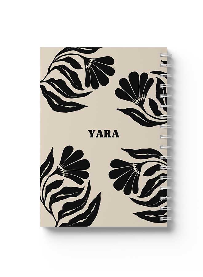 LOWHA Customizable 60 Sheet Spiral Notebook Personalized with Your Name on Black Flowers Hard Paper Cover Black  - Image 4