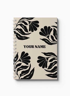 LOWHA Customizable 60 Sheet Spiral Notebook Personalized with Your Name on Black Flowers Hard Paper Cover Black  - Image 3