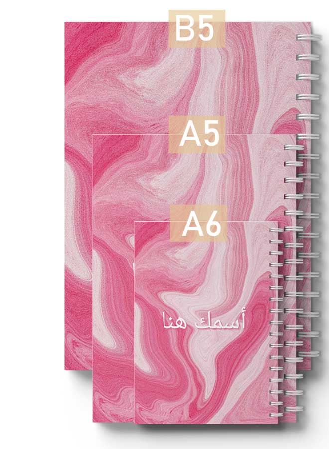 LOWHA - Customizable 60 Sheet Spiral Notebook Personalized with Your Name on Colorful Hard Paper Cover Pink - Image 1