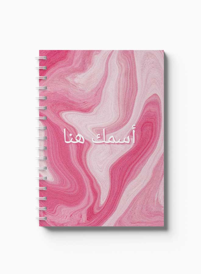 LOWHA - Customizable 60 Sheet Spiral Notebook Personalized with Your Name on Colorful Hard Paper Cover Pink - Image 1