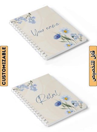 Customizable 60 Sheet Spiral Notebook Personalized with Your Name on Blue Flowers Hard Paper Cover Multicolour - pnsku/N70123401V/45/_/1729672265/37934d88-5a48-42c5-9a82-fc33cc2a5b69