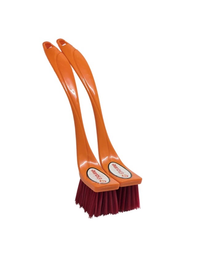 ESQUBE - Wash Basin Brush With Long Handle Pack Of 2 Multicolor 13.5cm - Image 1