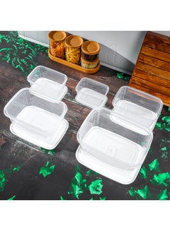 Royalford Royalford 5 Pieces Rectangle Plastic Food Storage Containers - Rf12188 | 400 Ml, 700 Ml, 1200 Ml, 1800 Ml, 2900 Ml - Leak-Proof, White With Transparent Body For Kitchen Organization. Clear & White  - Image 3