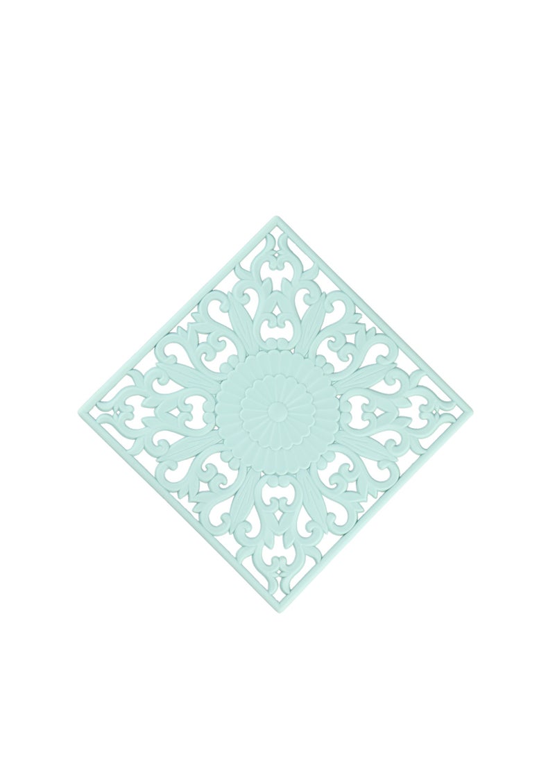 Royalford Royalford Silicone Mat RF12269 Square Multipurpose Heat Resistant Place Mats for Pots Pans Size 18cm 5mm Thickness for Decoration, Water Marks, Food Stains, Heat Damage/ Blue Blue 18cm  - Image 1