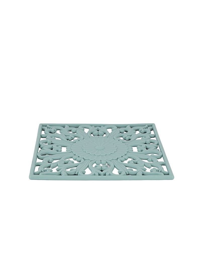 Royalford Royalford Silicone Mat RF12269 Square Multipurpose Heat Resistant Place Mats for Pots Pans Size 18cm 5mm Thickness for Decoration, Water Marks, Food Stains, Heat Damage/ Blue Blue 18cm  - Image 2