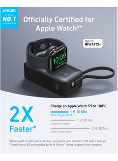 Anker 10000 mAh 10000 mAh  MagGo Power Bank for Apple Watch, Officially Certified 10,000mAh Compact Portable Charger with Built-In USB-C Cable, 35W Max Battery Pack, For iPhone 16/15 Series, iPad, AirPods, and More Black Black  - Image 2