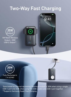 Anker 10000 mAh 10000 mAh  MagGo Power Bank for Apple Watch, Officially Certified 10,000mAh Compact Portable Charger with Built-In USB-C Cable, 35W Max Battery Pack, For iPhone 16/15 Series, iPad, AirPods, and More Black Black  - Image 3