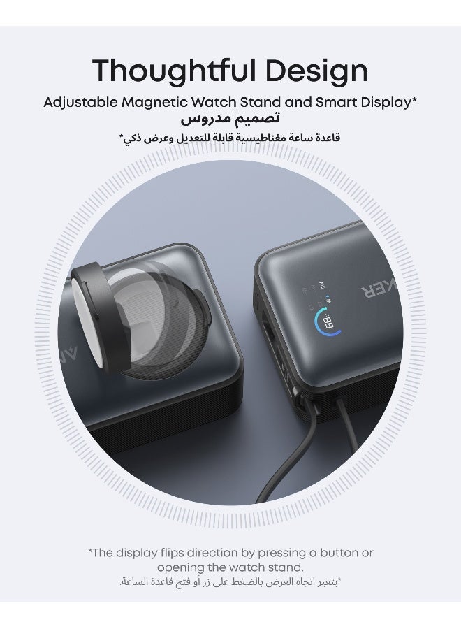 Anker 10000 mAh MagGo Power Bank for Apple Watch, Officially Certified 10,000mAh Compact Portable Charger with Built-In USB-C Cable, 35W Max Battery Pack, For iPhone 16/15 Series, iPad, AirPods, and More - Black  - Image 5