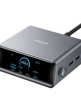 Prime 250W USB C Charger, Ultra-Fast 6-Port GaN Charging Station, 2.26" LCD Display and Smart Control Dial, Compatible with MacBook Pro/Air, iPhone 16/15/14, Huawei, Samsung S25/S24, iPad Silver - pnsku/N70123496V/45/_/1729738890/b1034562-c7f8-4d8d-bfa7-1c3e06f89fc7