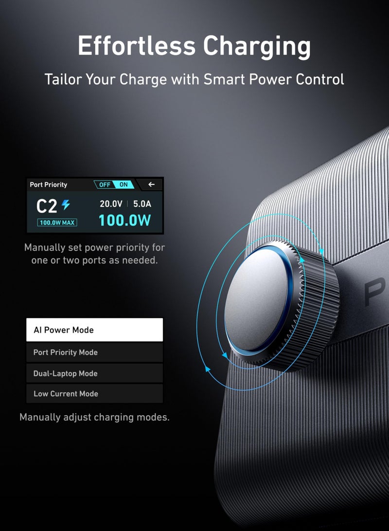 Anker - Prime 250W USB C Charger, Ultra-Fast 6-Port GaN Charging Station, 2.26" LCD Display and Smart Control Dial, Compatible with MacBook Pro/Air, iPhone 16/15/14, Huawei, Samsung, iPad and More - Silver - Image 1