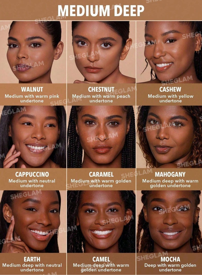 SHEGLAM - Skin-Focus High Coverage Powder Foundation Walnut - Image 1