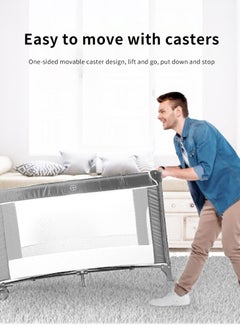 Kidle Multifunctional Baby Bed, Portable And Foldable Play Cots (with Cushion, Wheels)  - Image 2