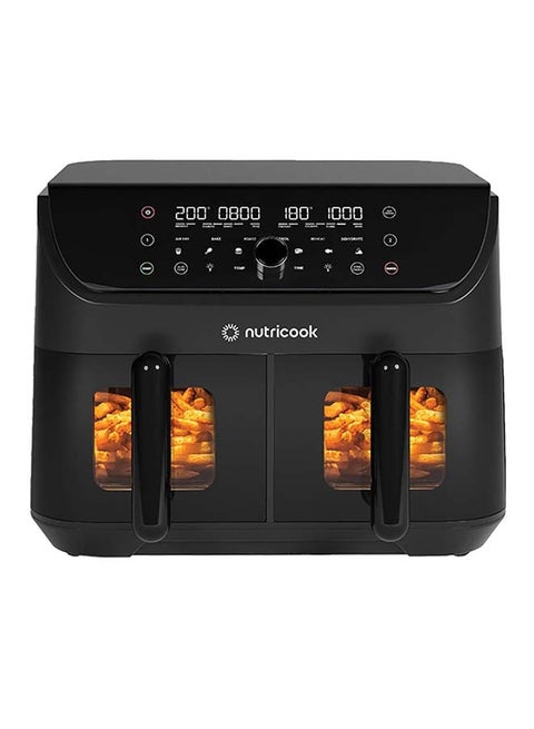 Digital Air Fryer Duo Vision,8.5L Capacity with Clear Window & Internal Light, Independently Controlled Dual Baskets,6 Presets, Air Fry, Bake, Roast,Broil,Reheat&Dehydrate, 2 Years Warranty 8.5 L 2400 W NC-AFD185V Black