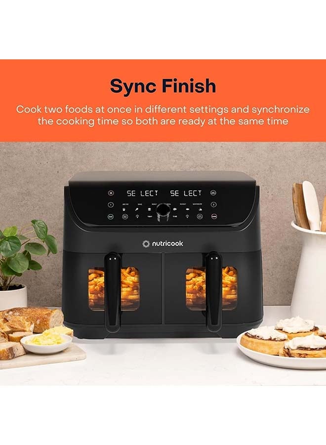 Digital Air Fryer Duo Vision, 8.5Lwith Clear Window & Internal Light, Independently Controlled Dual Baskets,6 Presets-Air Fry, Bake, Roast, Broil, Reheat & Dehydrate, 2 Years Warranty 8.5 L 2400 W NC-AFD185V Black - pnsku/N70123855V/45/_/1729759025/9c5f5d7f-f3e5-43fa-a135-297258d9acce