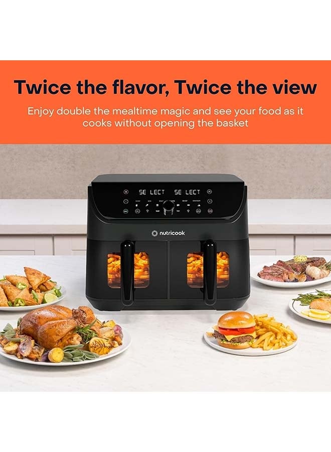 Digital Air Fryer Duo Vision, 8.5Lwith Clear Window & Internal Light, Independently Controlled Dual Baskets,6 Presets-Air Fry, Bake, Roast, Broil, Reheat & Dehydrate, 2 Years Warranty 8.5 L 2400 W NC-AFD185V Black - pnsku/N70123855V/45/_/1729759026/b3d438d5-b4b7-474e-895e-bffb8b4cab0b