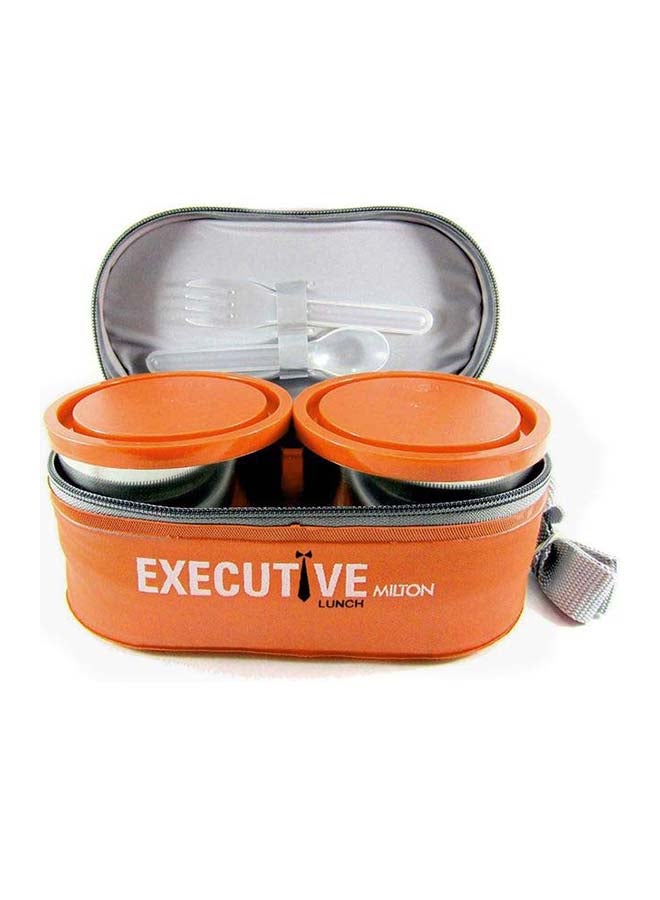 Milton 6-Piece Lunch Box Set with Insulated Bag & Cutlery - Includes Microwave Safe Oval Plastic Container (500ml) & 2 Stainless Steel Containers (280ml Each), Keeps Food Hot - Executive Orange  - Image 3