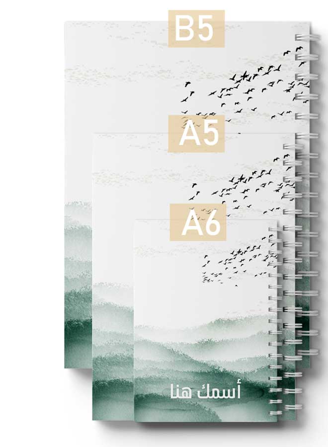 LOWHA - Customizable 60 Sheet Spiral Notebook Personalized with Your Name on Birds Hard Paper Cover Green - Image 1