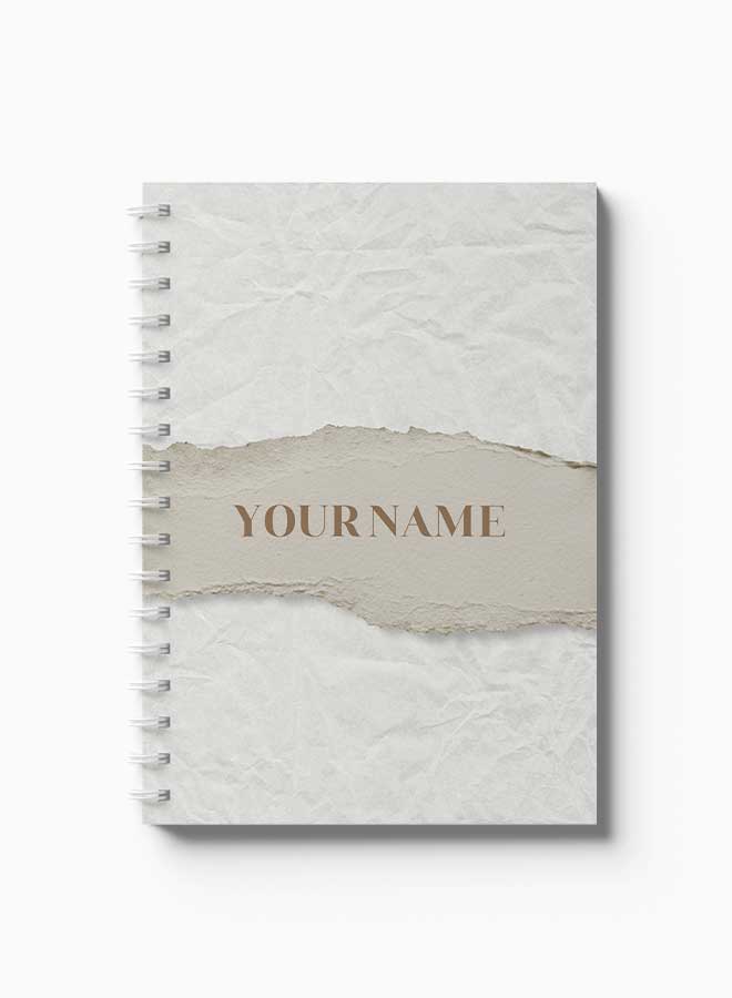 LOWHA - Customizable 60 Sheet Spiral Notebook Personalized with Your Name on Light Color Hard Paper Cover White - Image 1