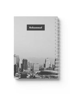 LOWHA Customizable 60 Sheet Spiral Notebook Personalized with Your Name on City View Hard Paper Cover Grey  - Image 4