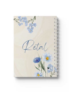 LOWHA Customizable 60 Sheet Spiral Notebook Personalized with Your Name on Blue Flowers Hard Paper Cover Multicolour  - Image 4