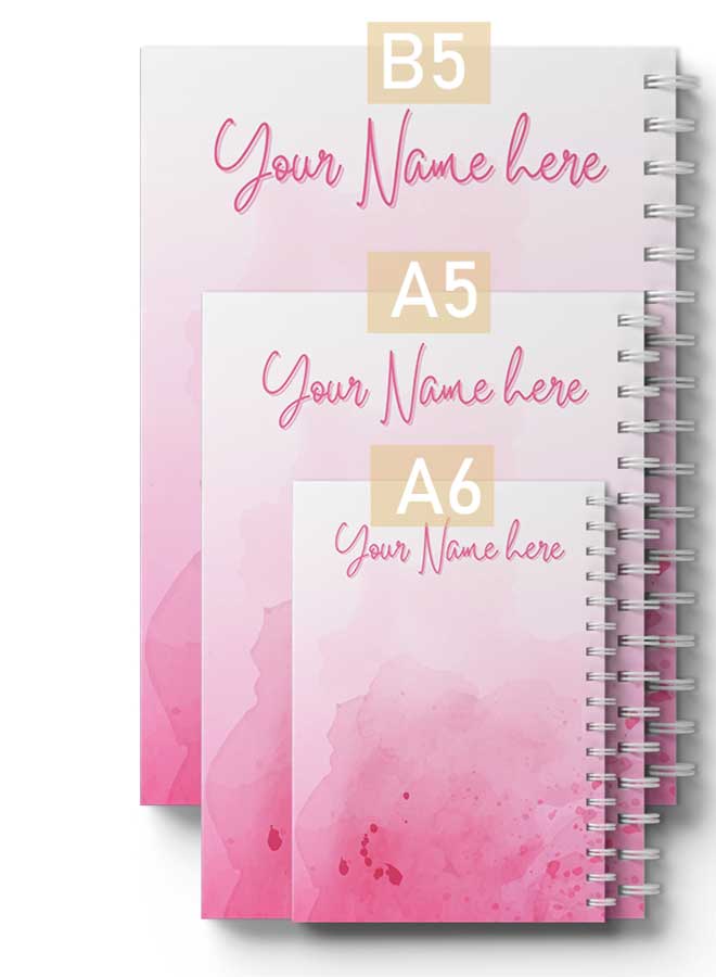 LOWHA - Customizable 60 Sheet Spiral Notebook Personalized with Your Name on Pink Hard Paper Cover Pink - Image 1