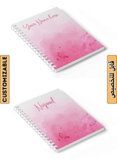 LOWHA Customizable 60 Sheet Spiral Notebook Personalized with Your Name on Pink Hard Paper Cover Pink  - Image 1