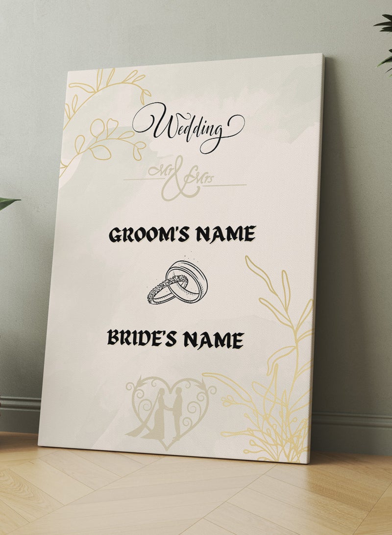 لوحة كانفاس على إطار خشبي بمناسبة الزواج قابلة للتخصيص بأسماء العروسين متعدد الألوان 60x90cm - Image 3