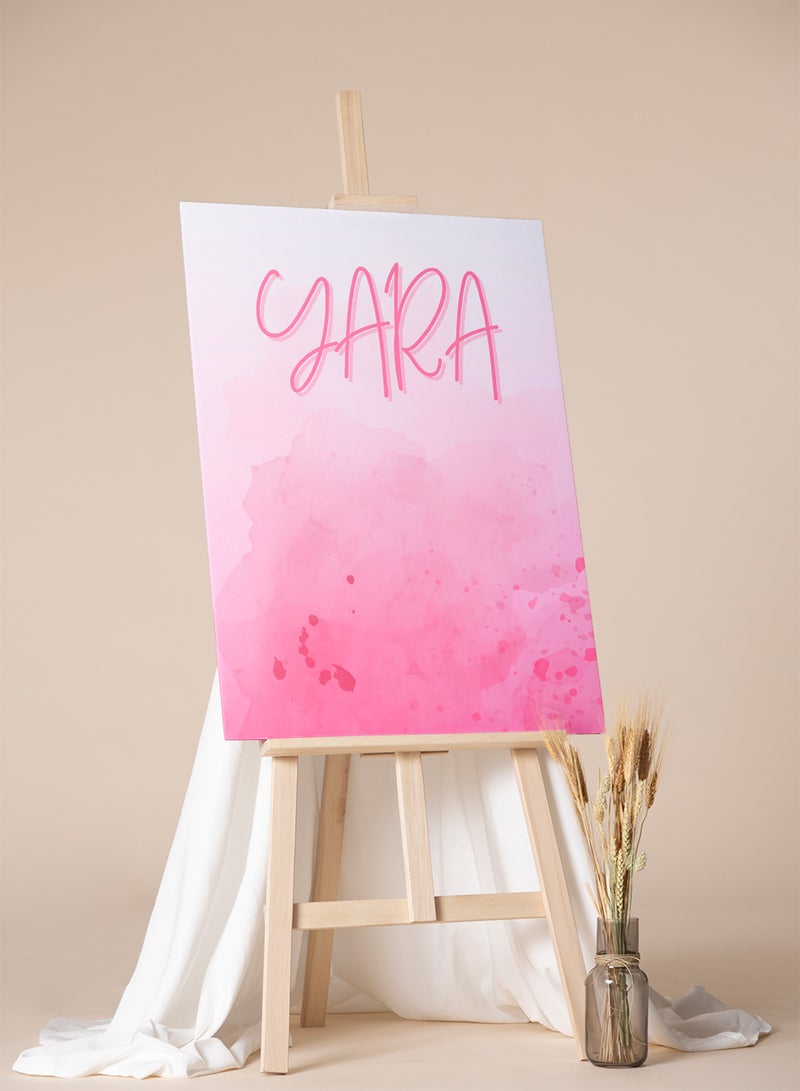LOWHA Customizable Canvas Wall Art Stretched Over Wooden Frame Personalized with Your name on Pink Background Pink 60x90cm - Image 4