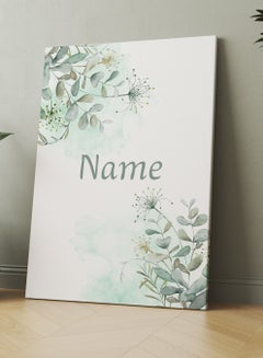 LOWHA Customizable Canvas Wall Art Stretched Over Wooden Frame Personalized with Your name on Plant Leaves Design Green 50x70cm  - Image 3
