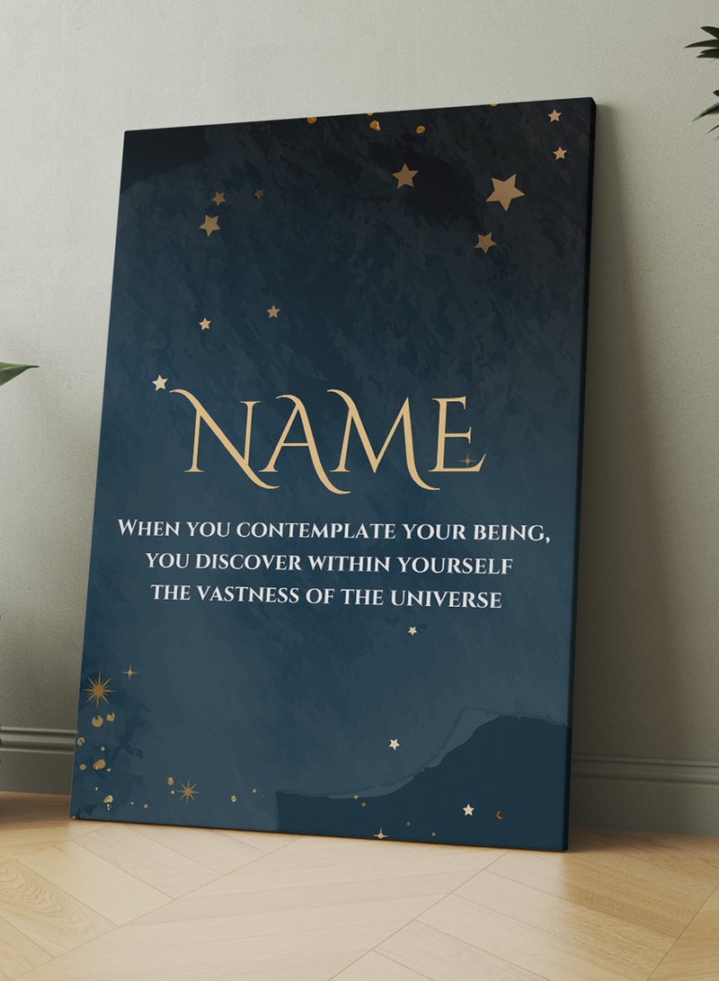 LOWHA Customizable Canvas Wall Art Stretched Over Wooden Frame Personalized with Your name and Discover Universe Vastness Quote Multicolour 85x120cm - Image 3