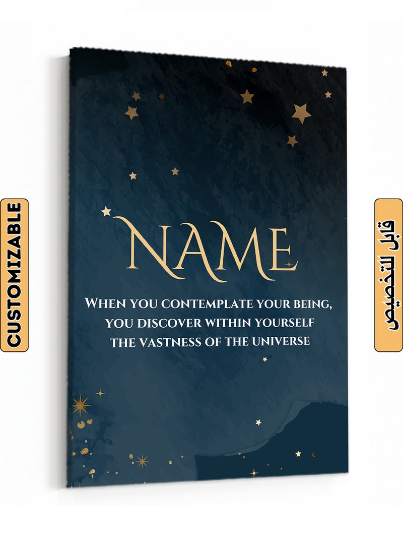 LOWHA Customizable Canvas Wall Art Stretched Over Wooden Frame Personalized with Your name and Discover Universe Vastness Quote Multicolour 85x120cm - Image 1