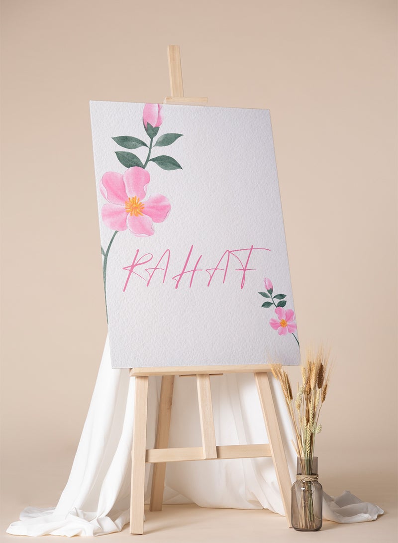 LOWHA Customizable Canvas Wall Art Stretched Over Wooden Frame Personalized with Your name on Floral Design Multicolour 85x120cm - Image 4