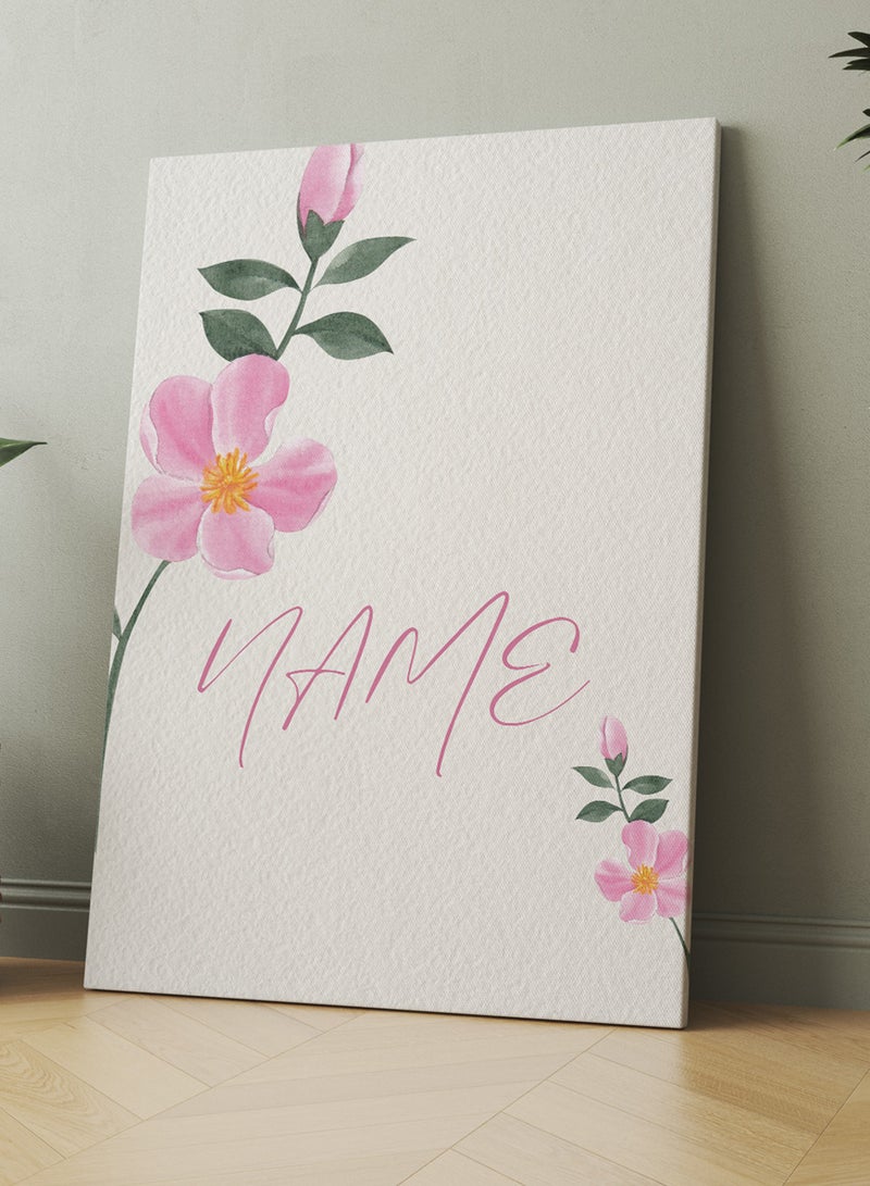 LOWHA Customizable Canvas Wall Art Stretched Over Wooden Frame Personalized with Your name on Floral Design Multicolour 85x120cm - Image 3