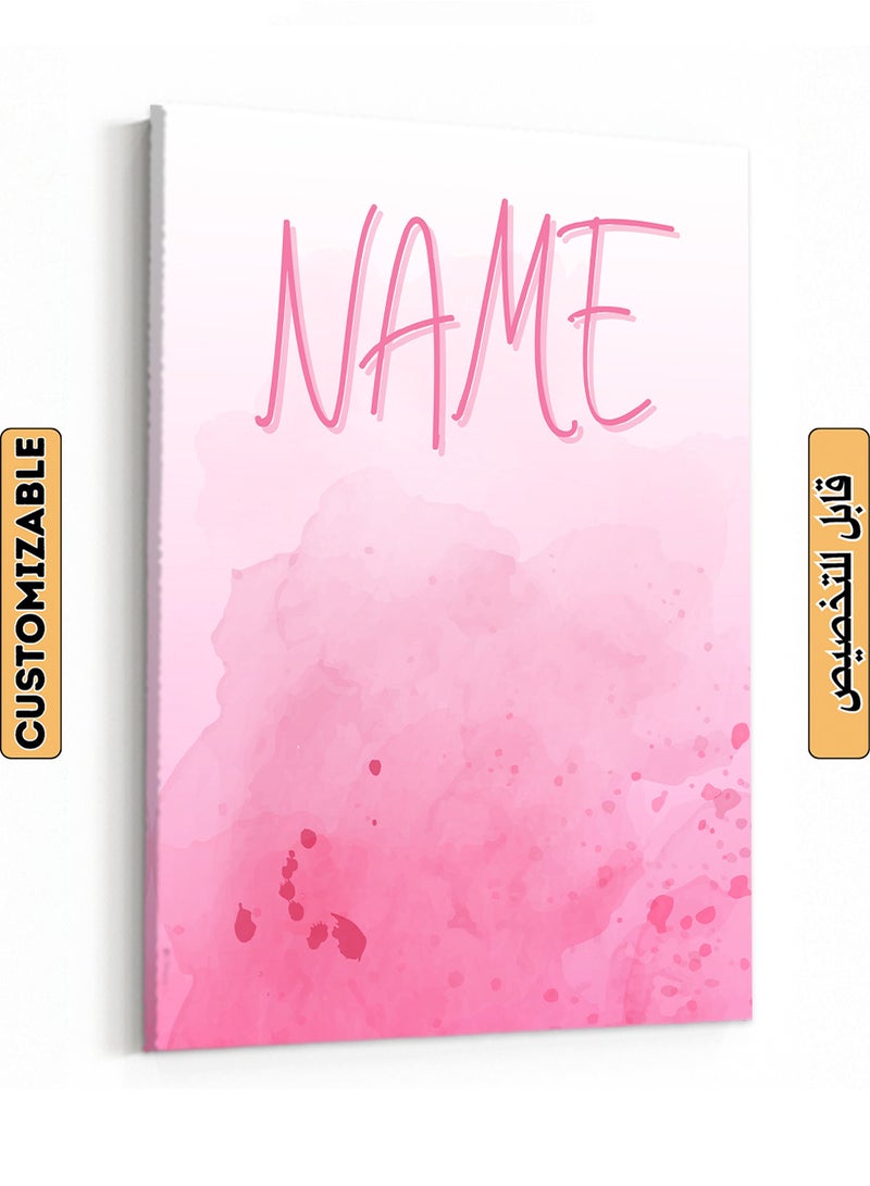 LOWHA Customizable Canvas Wall Art Stretched Over Wooden Frame Personalized with Your name on Pink Background Pink 80x110cm - Image 1
